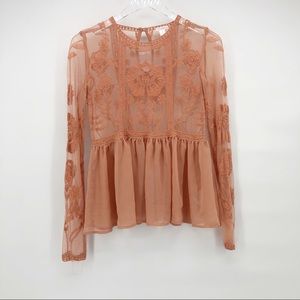 BOHO vibes long sleeve peplum top